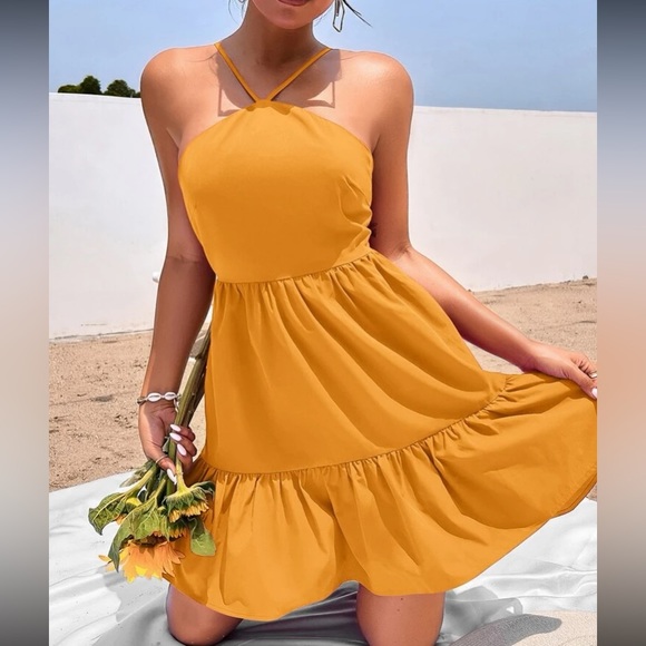 Boho lace up back ruffle hem cami dress - Picture 11 of 16